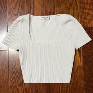 Aritzia Babaton Sculpt Knit Square Neck Cropped Top